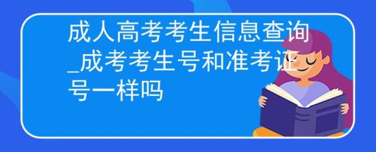 成人高考考生信息查询_成考考生号和准考证号一样吗