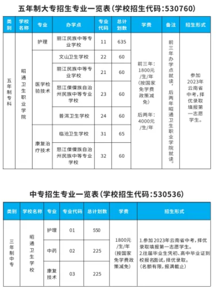 昭通衛(wèi)生職業(yè)學(xué)院有哪些專業(yè)？