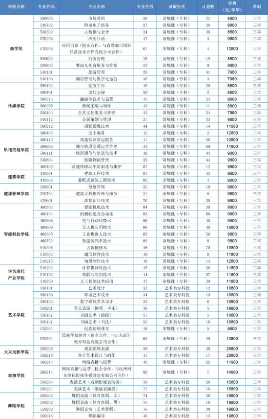 山东文化产业职业学院有哪些专业？