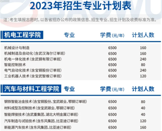 武汉工程职业技术学院有哪些专业？