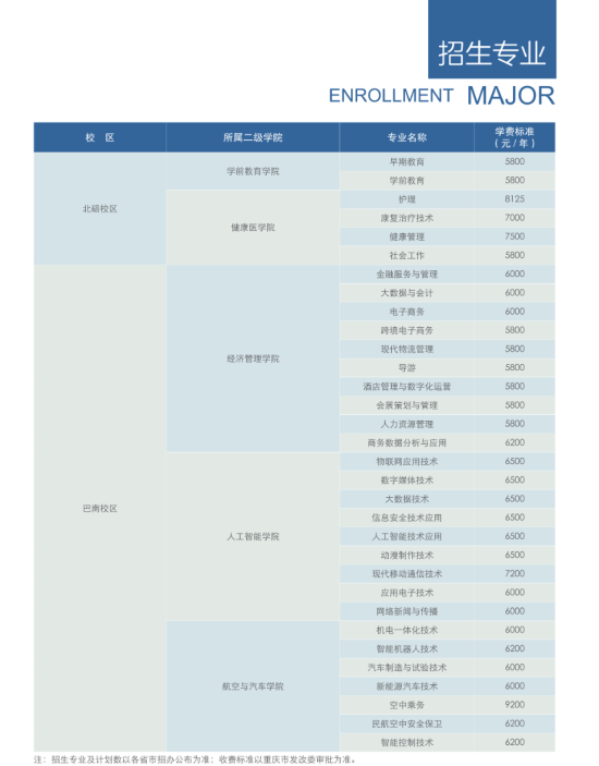 重慶青年職業(yè)技術學院有哪些專業(yè)？