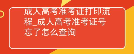 成人高考準考證打印流程_成人高考準考證號忘了怎么查詢