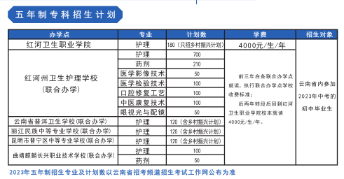 红河卫生职业学院有哪些专业？