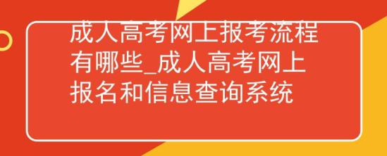 成人高考网上报考流程有哪些_成人高考网上报名和信息查询系统