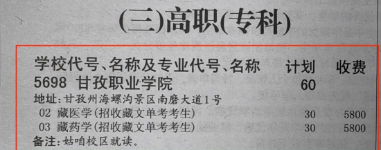 2023甘孜職業(yè)學院學費多少錢一年-各專業(yè)收費標準