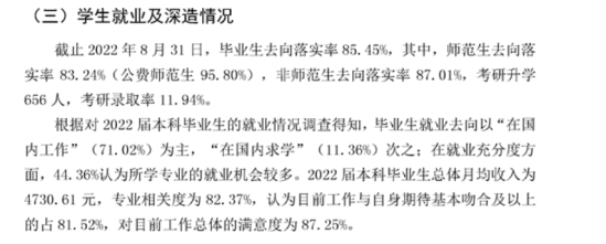 内江师范学院就业率及就业前景怎么样（来源2021-2022学年本科教学质量报告）