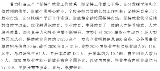 山东财经大学东方学院就业率及就业前景怎么样（来源2021-2022学年本科教学质量报告）