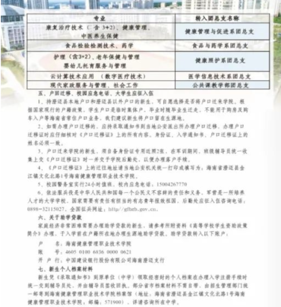 2023年海南健康管理职业技术学院新生开学时间-报到需要带什么东西