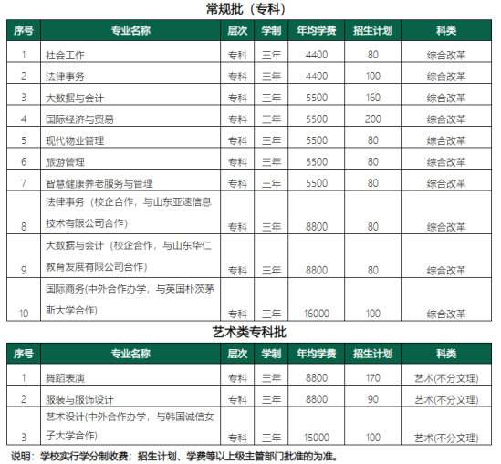 山東青年政治學(xué)院有?？茖I(yè)嗎