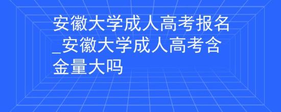 安徽大學成人高考報名_安徽大學成人高考含金量大嗎