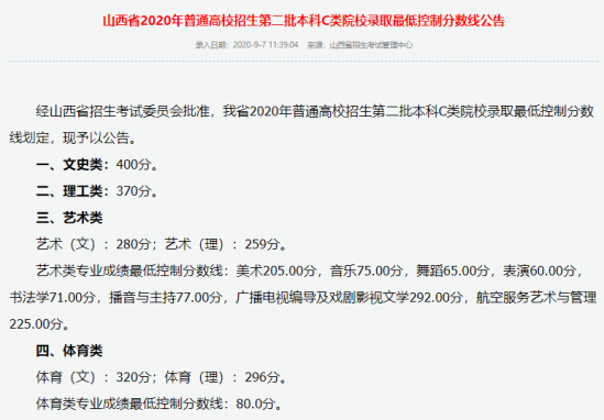 2023年山西高考多少分能上本科大学（含2021-2022历年）