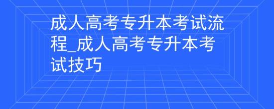 成人高考专升本考试流程_成人高考专升本考试技巧