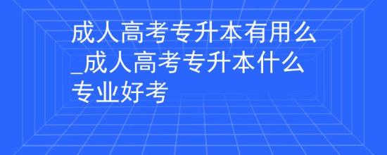 成人高考专升本有用么_成人高考专升本什么专业好考