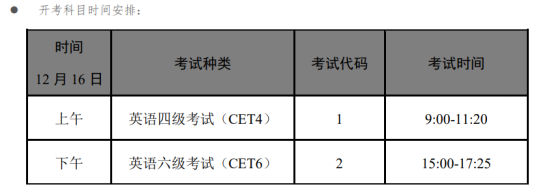 2023年下半年新疆英语四六级考试时间