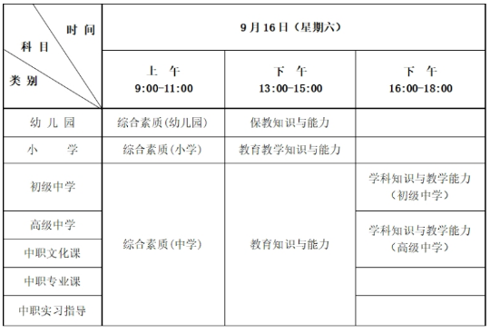 2023年下半年內(nèi)蒙古教師資格證考試時間