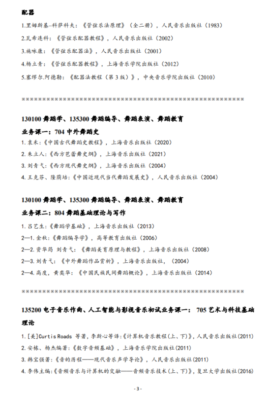 2024西安音樂(lè)學(xué)院考研參考書目