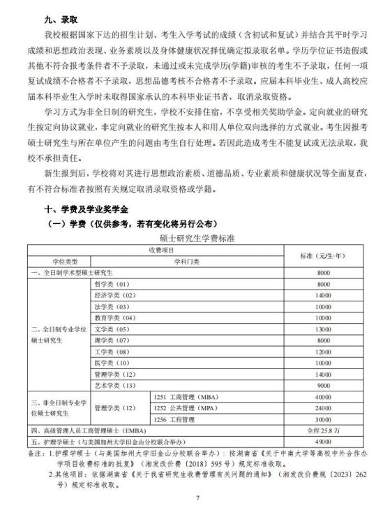 中南大學2024年碩士研究生招生簡章