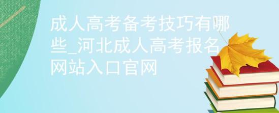 成人高考備考技巧有哪些_河北成人高考報名網站入口官網