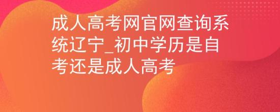 成人高考網(wǎng)官網(wǎng)查詢系統(tǒng)遼寧_初中學(xué)歷是自考還是成人高考