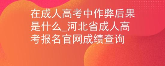 在成人高考中作弊后果是什么_河北省成人高考報名官網(wǎng)成績查詢