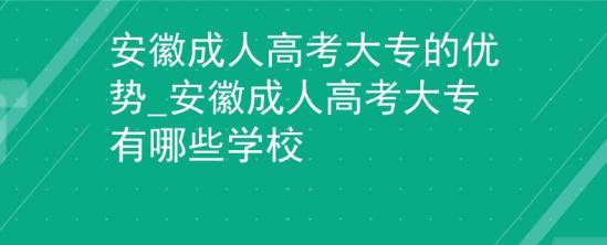 安徽成人高考大專的優(yōu)勢(shì)_安徽成人高考大專有哪些學(xué)校