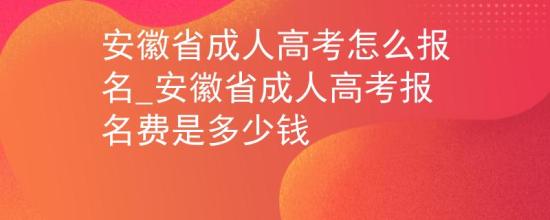 安徽省成人高考怎么報名_安徽省成人高考報名費是多少錢