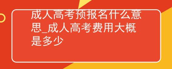 成人高考預(yù)報名什么意思_成人高考費用大概是多少