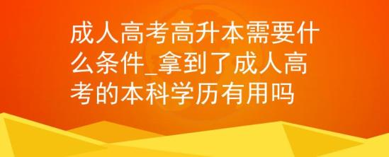 成人高考高升本需要什么條件_拿到了成人高考的本科學(xué)歷有用嗎