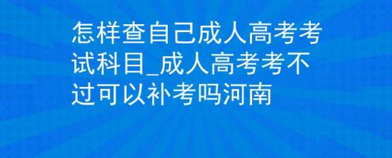 怎样查自己成人高考考试科目_成人高考考不过可以补考吗河南