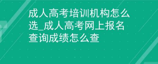 成人高考培訓機構怎么選_成人高考網上報名查詢成績怎么查