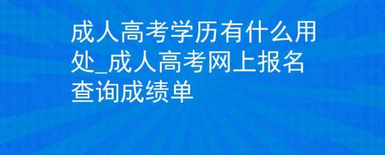 成人高考學(xué)歷有什么用處_成人高考網(wǎng)上報名查詢成績單