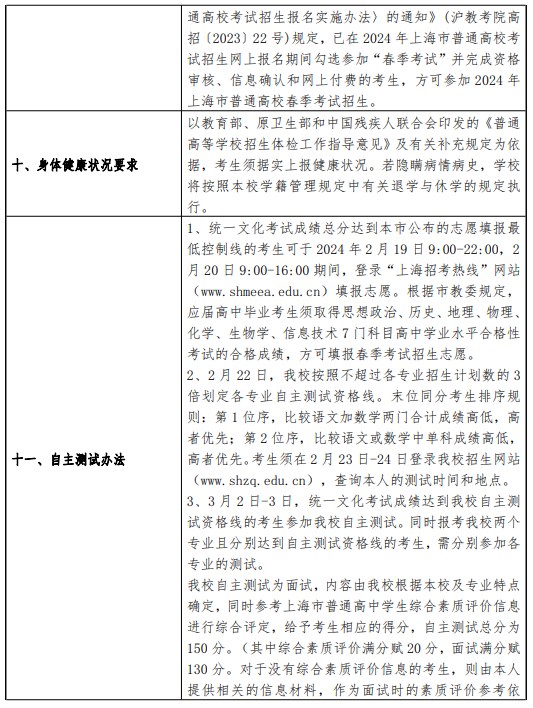 2024上海中侨职业技术大学春季高考招生简章 招生专业及计划