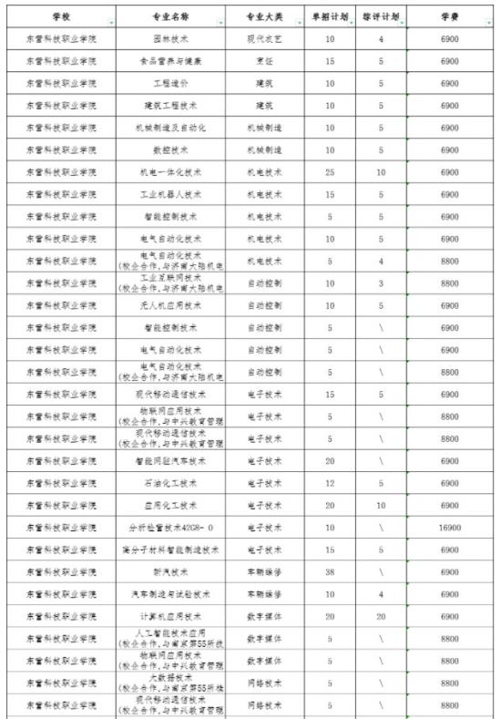 東營科技職業(yè)學院2024單招和綜評招生專業(yè)及計劃