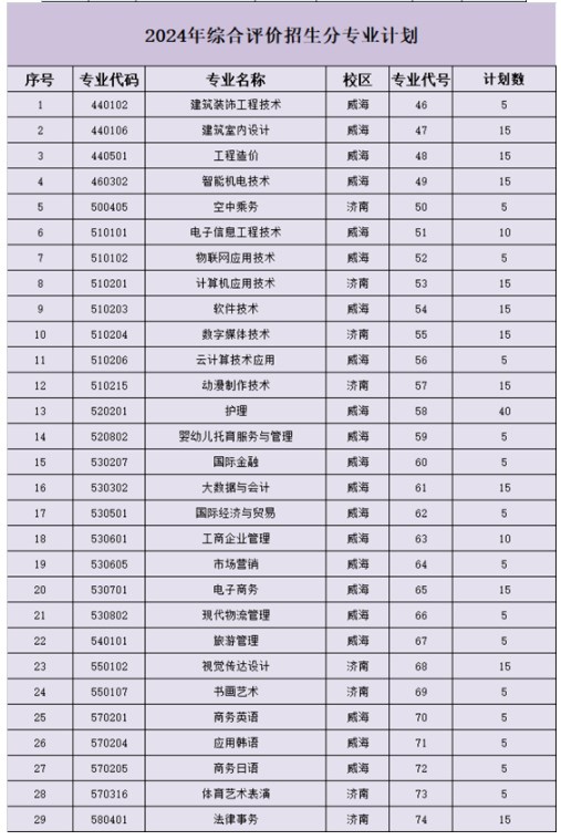 山東外事職業(yè)大學(xué)2024單招和綜合評價招生專業(yè)及計劃