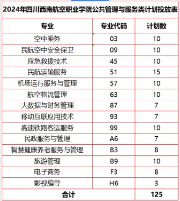 四川西南航空職業(yè)學(xué)院2024高職單招招生專業(yè)及計劃