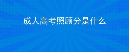 成人高考照顾分是什么