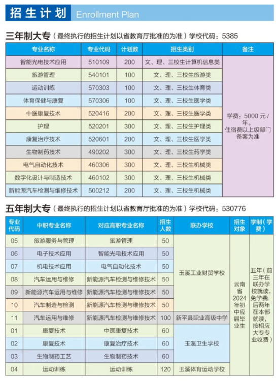 2024玉溪職業(yè)技術(shù)學(xué)院招生計(jì)劃-各專業(yè)招生人數(shù)是多少