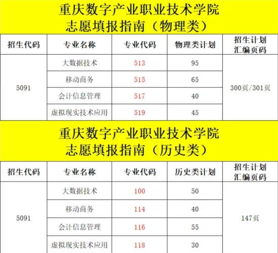 2024重庆数字产业职业技术学院招生计划-各专业招生人数是多少