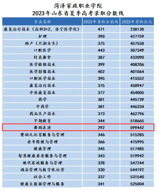 2023菏澤家政職業(yè)學(xué)院藝術(shù)類錄取分?jǐn)?shù)線