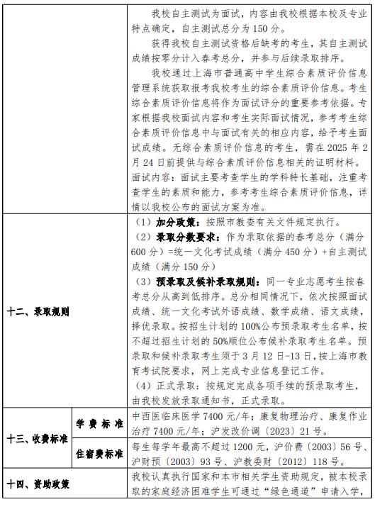 2025上海中醫(yī)藥大學(xué)春季高考招生簡(jiǎn)章 招生專業(yè)及計(jì)劃