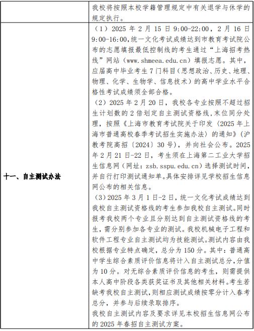 2025上海第二工業(yè)大學春季高考招生簡章 招生專業(yè)及計劃