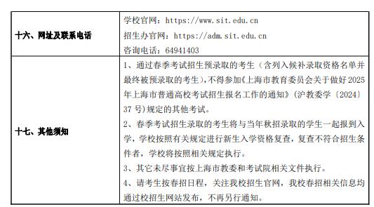 2025上海應用技術大學春季高考招生簡章 招生專業(yè)及計劃